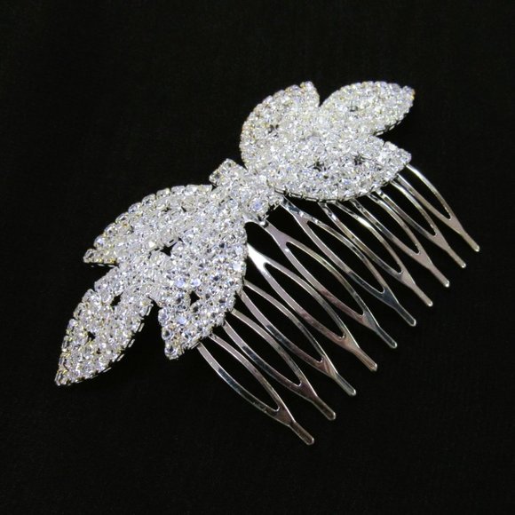 Sparkle Fancy Special Occasion Silver Rhinestone Hair Comb Bridal Prom Formal - Picture 2 of 4